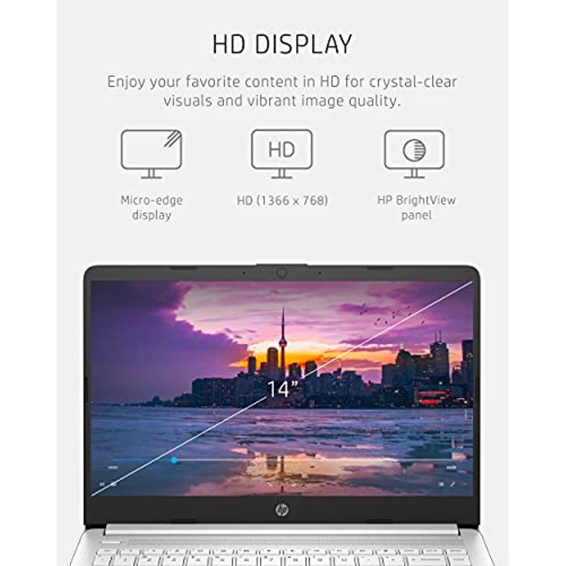 HP 14-dq0040nr 14" HD Notebook Computer, Intel Celeron N4020 1.1GHz, 4GB RAM, 64GB eMMC, Windows 10 Home S Mode, Free Upgrade to...