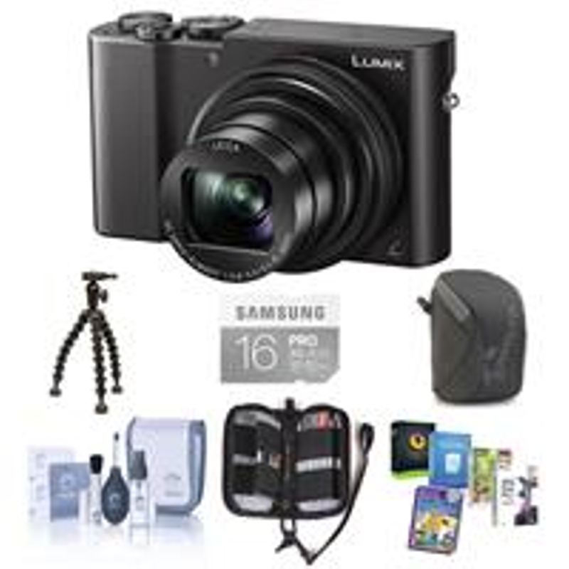 Panasonic Lumix DMC-ZS100 Digital Camera, 20.1MP, Black - Bundle with 16GB Class 10 U3 SDHC Card, Camera Case, Cleaning Kit, Memory...