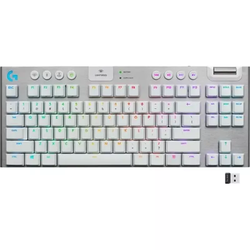 Logitech - G915 LIGHTSPEED TKL Wireless Mechanical GL Tactile Switch Gaming Keyboard with RGB Backlighting - White