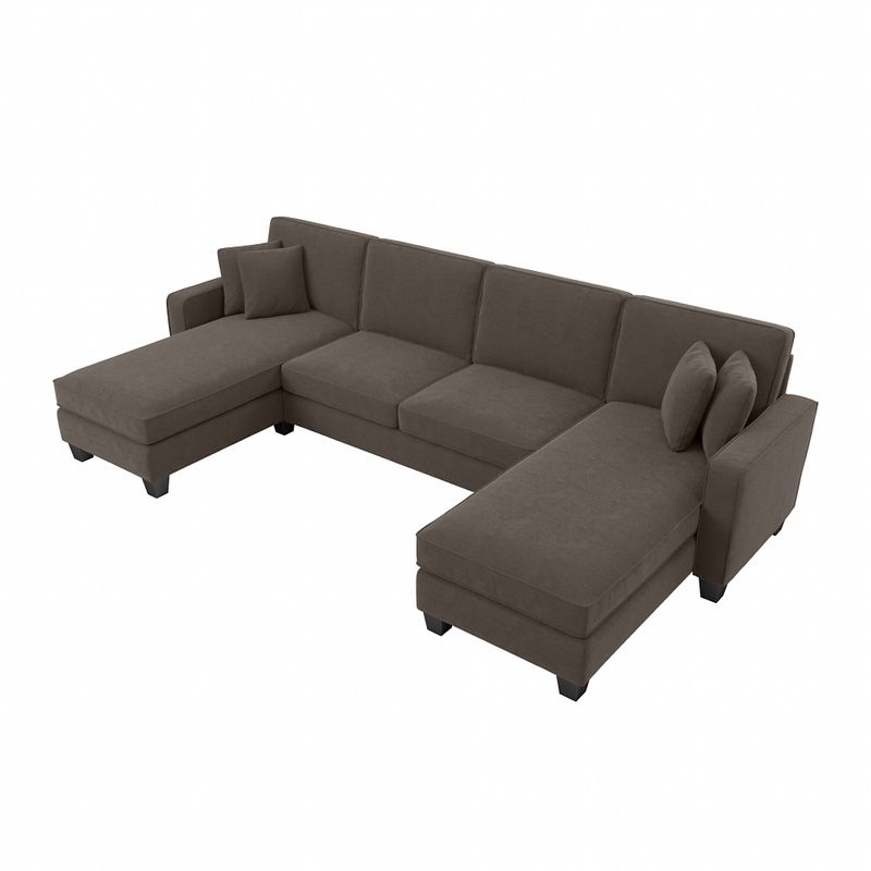 Stockton 131W Sectional Couch with Double Chaise by Bush Furniture - Dark Gray Microsuede Fabric