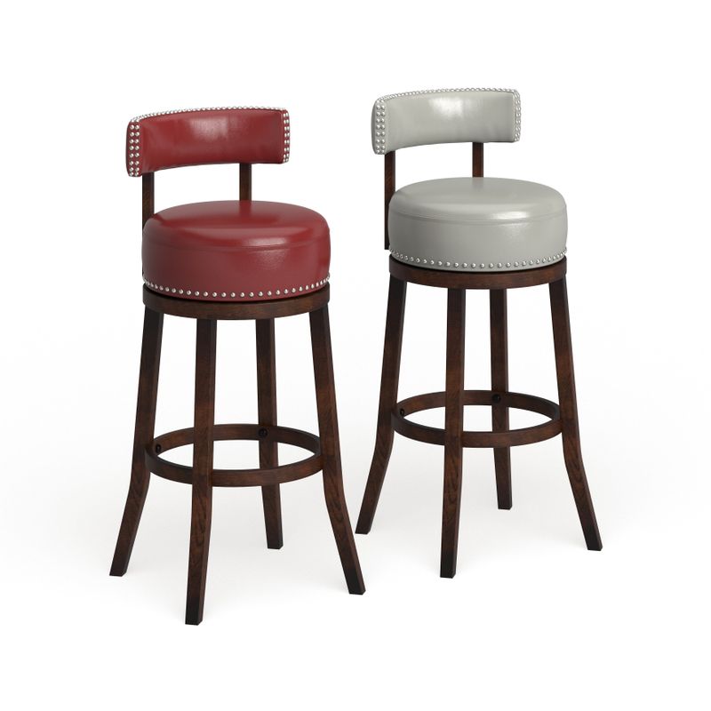 Rent to own Rogers Transitional Faux Leather Swivel Barstool (Set of 2