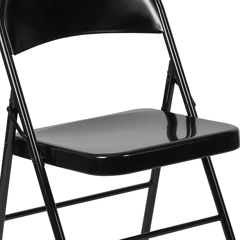 Flash Furniture - Hercules Series Double Braced Metal Folding Chair (set of 4) - Black