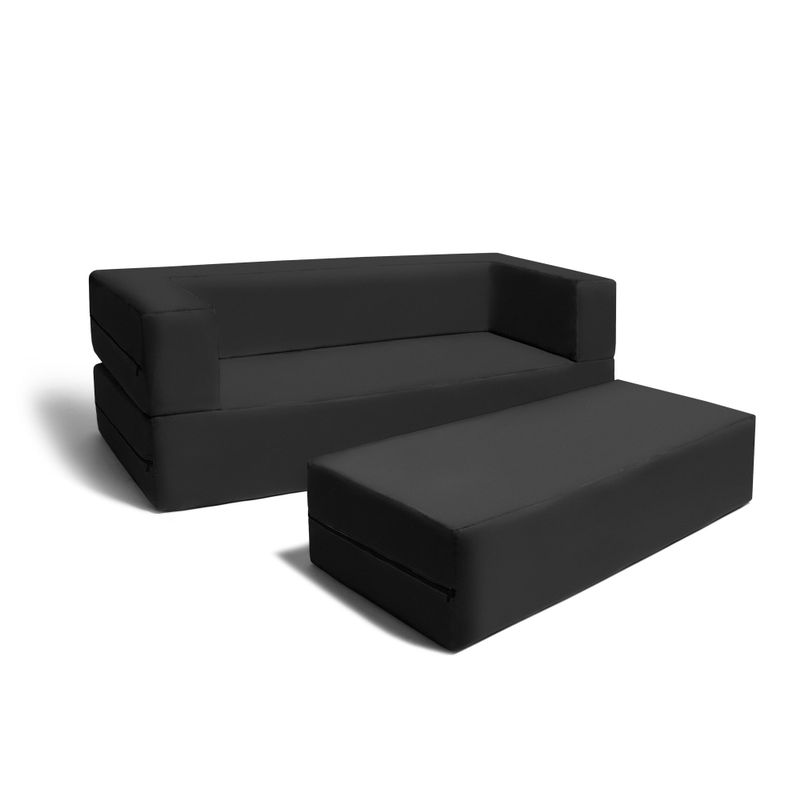 Jaxx Big Kids Convertible Sleeper Sofa & Ottoman Set - charcoal