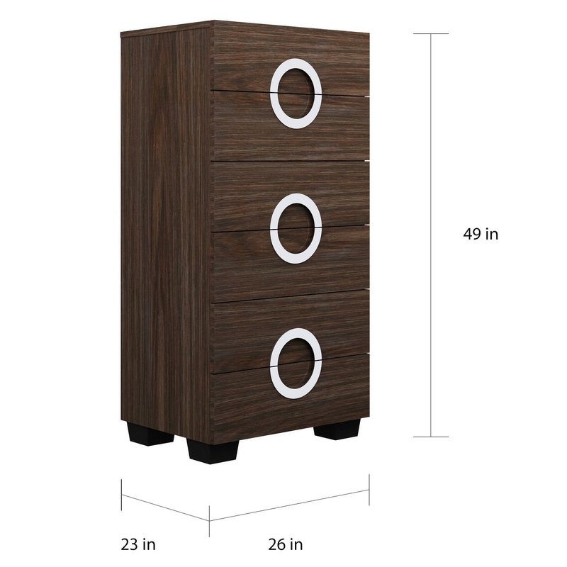 Monte Carlo Contemporary 6 Drawer Wood Dresser Chest - Dark brown