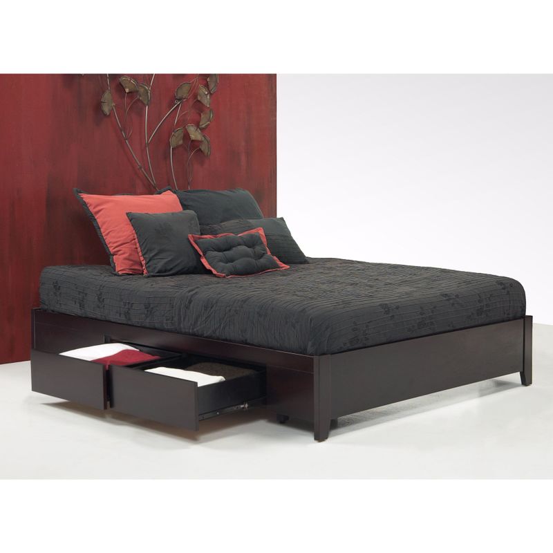 Tapered Leg Platform Storage Bed in Espresso - California King