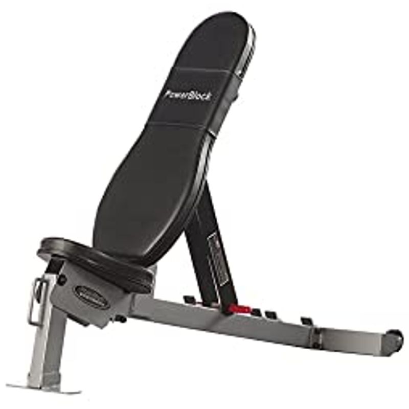 POWERBLOCK Sport Bench, Workout Bench, 5 Position Adjustable Bench & Seat, Built-in Wheels & Handle Kit, Innovative Workout Equipment,...
