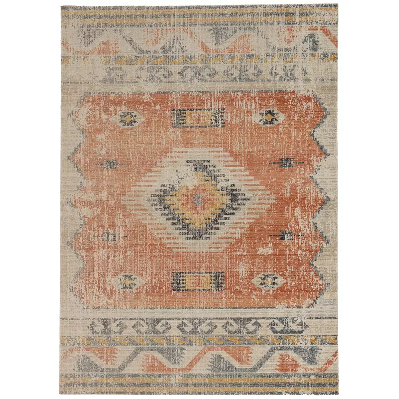 Kenroy Ivory And Rust 8X10 Area Rug