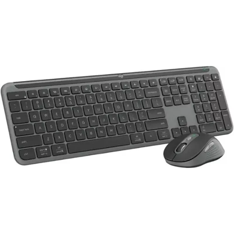 Logitech - MK955 Signature Slim Full-size Wireless Keyboard and Mouse Combo for Windows and Mac with Quiet Typing and Clicking - Graphite