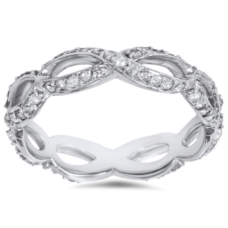 14k White Gold 3/4ct TDW Infinity Diamond Eternity Ring - Size 4