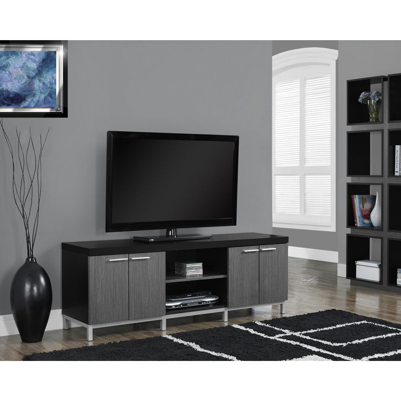 Black and Grey Hollow-core 60-inch TV Console - BLACK/GREY