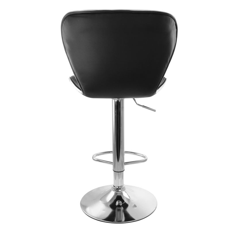 Elama 2 Piece Tufted Faux Leather Adjustable Bar Stool in Black with Chrome Trim and Base - Black