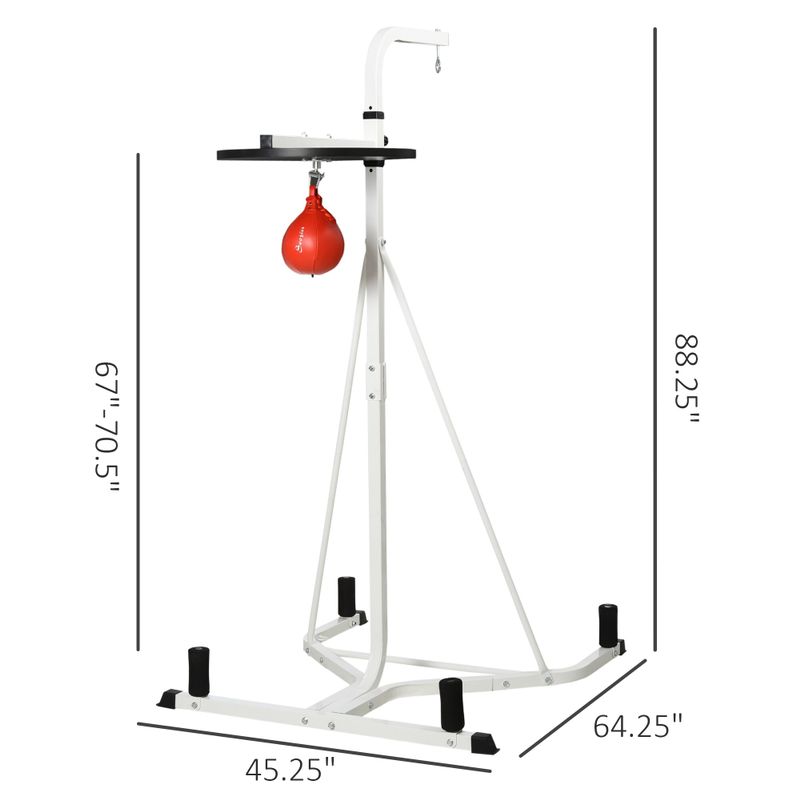 Soozier Free-Standing Speed Bag Platform Punch Bag Station Boxing Stand Heavy Duty Frame White - Red