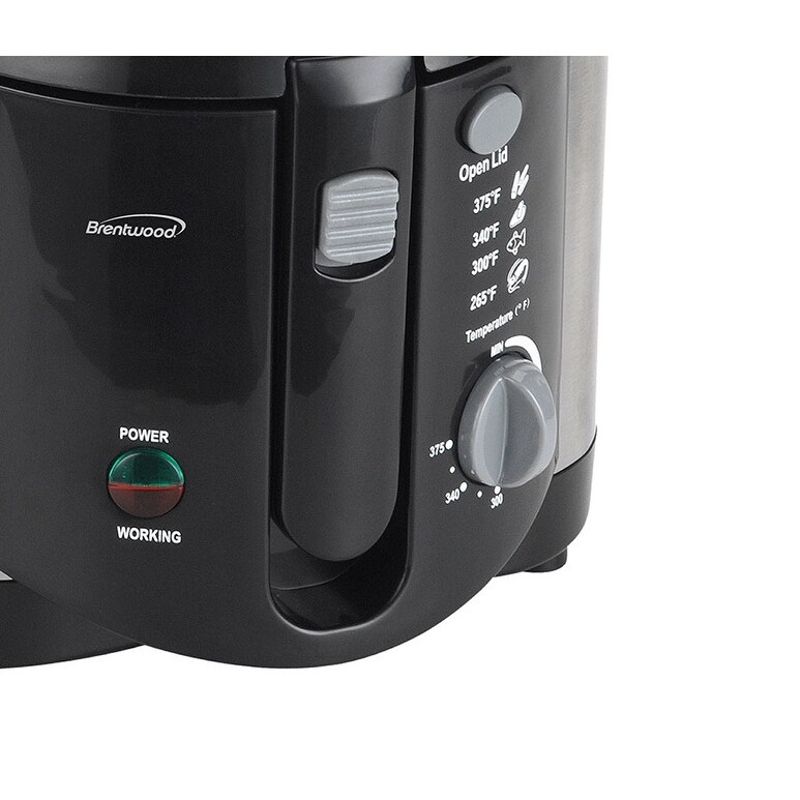 Brentwood DF-720 1200w 8-Cup Electric Deep Fryer, Stainless Steel - Black