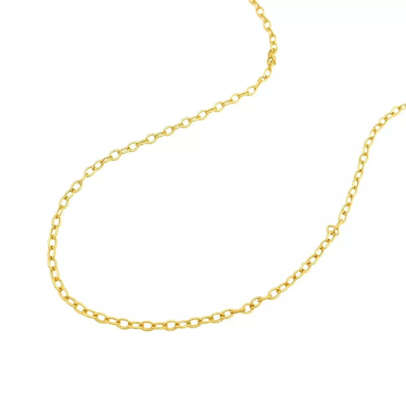 2.5mm 14k Yellow Gold Pendant Chain with Textured Links (18 Inch)