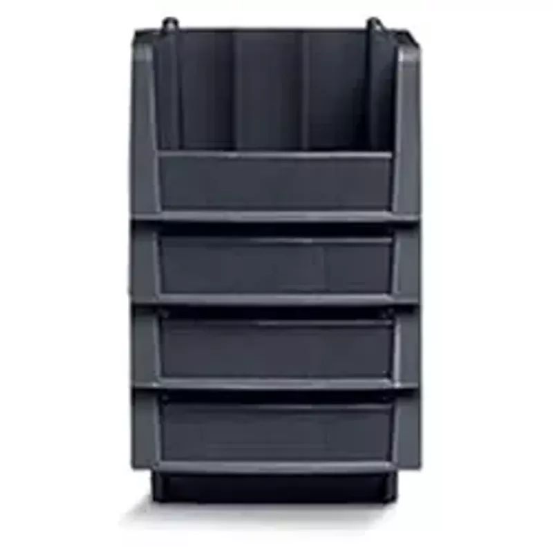 Akro-Mils 30776 Economy Stacking Shelf Plastic Storage Bins, (18-Inch x 6-5/8-Inch x 7-Inch), Black (10-Pack)