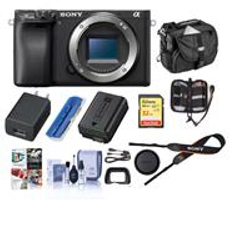 Sony Alpha a6400 Mirrorless Digital Camera Body - Bundle With Camera Case, 32GB SDHC U3 Card, Cleaning Kit, Card Reader, Memory Wallet,...