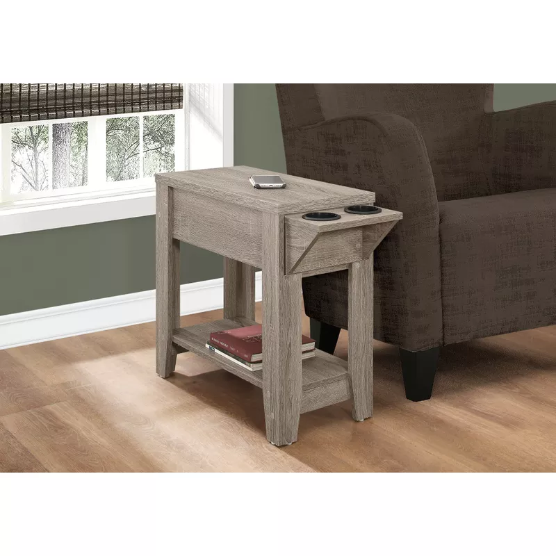 Accent Table/ Side/ End/ Storage/ Lamp/ Living Room/ Bedroom/ Laminate/ Dark Taupe/ Transitional