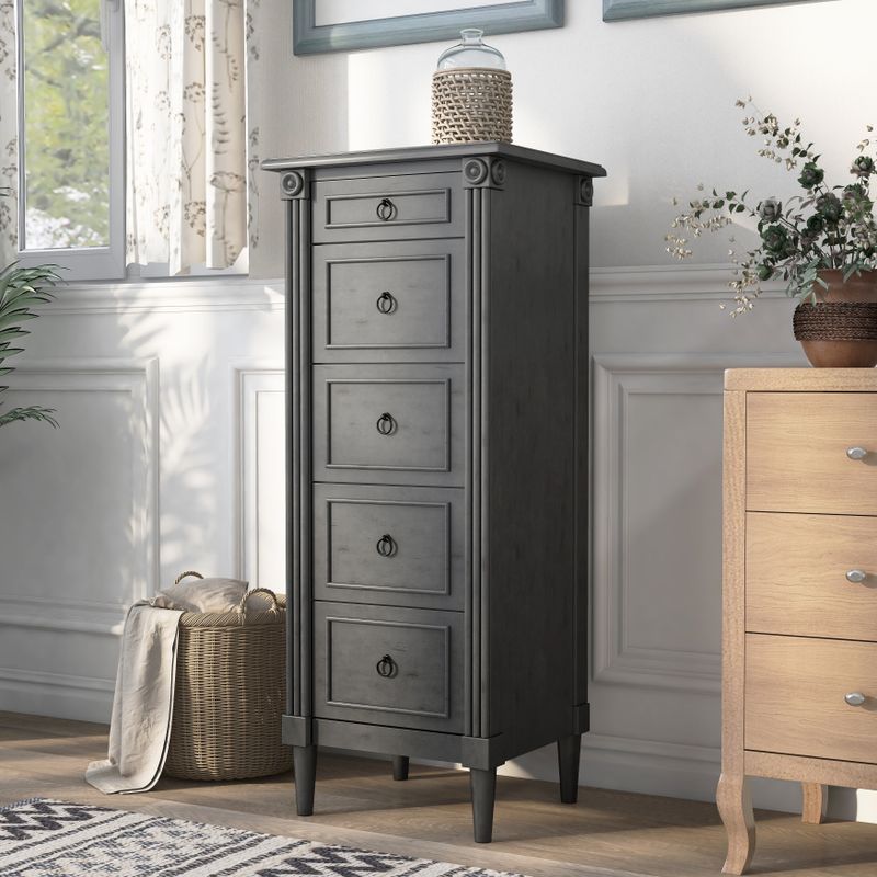 Furniture of America Joneigh Traditional Solid Wood 5-drawer Chest - Antique Gray