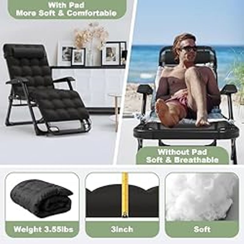 Slendor 3 in 1 Oversized Folding Camping Cot 29in, 6+10 Positions Adjustable XL Patio Chaise Lounge Chair, Sleeping Cots for Adults,...