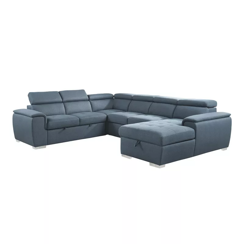 McCoy Sectional Sofa with Pull-Out Bed - Blue