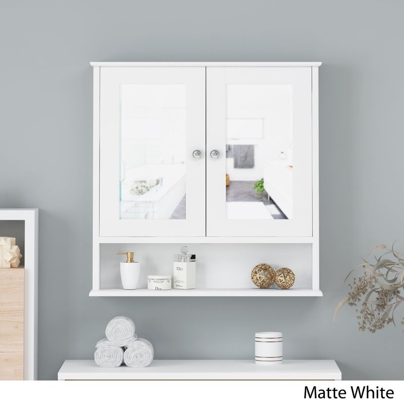 Haswell Modern 2 Door Medicine Cabinet with Mirrors by Christopher Knight Home - Matte White