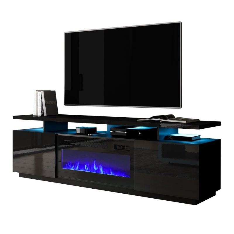 Mobile Furniture Eva-KBL Electric Fireplace Modern 71-inch TV Stand - Gray