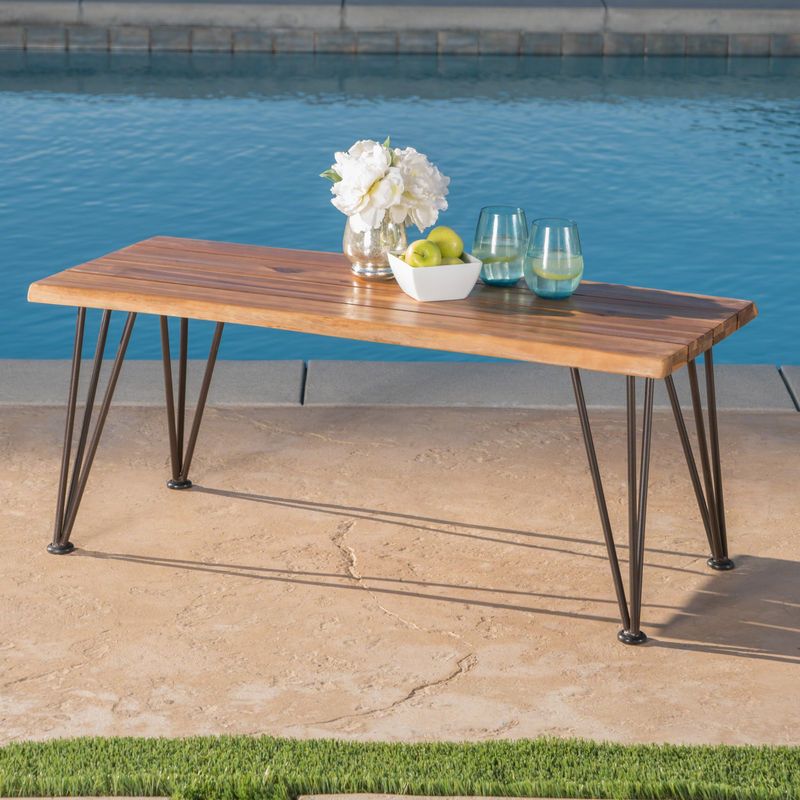 Zion Outdoor Industrial Acacia Wood Rectangle Coffee Table by Christopher Knight Home - Natural