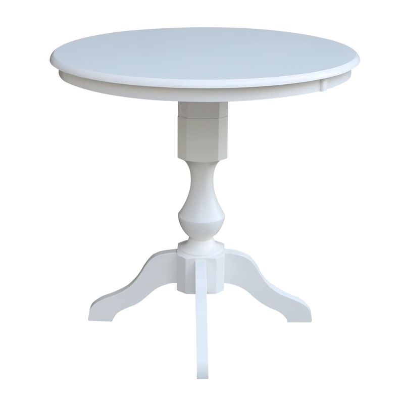 36" Round Pedestal Gathering Height Table With 2 X-Back Counter Height Stools