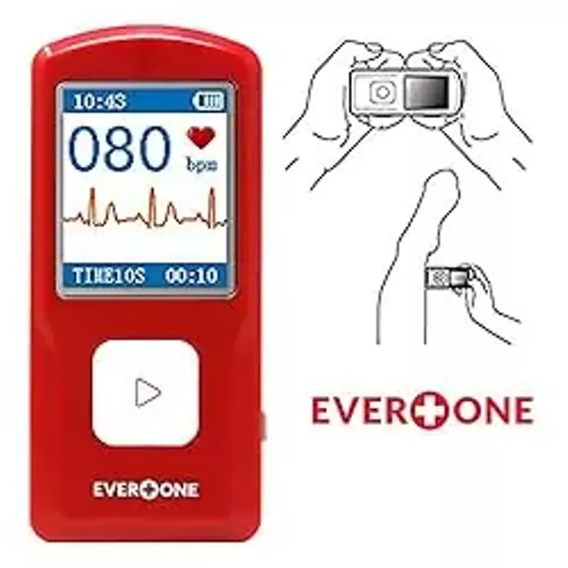 EverOne - EVOPM10 Portable Bluetooth ECG/EKG Monitor, Compatible with iOS/Android, Windows 7/8/10, Track Heart Rate & Heart Rhythm Performance, App Included