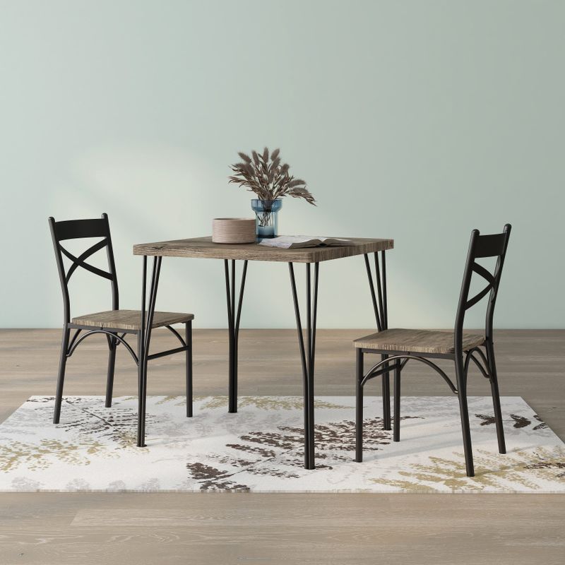 DH BASIC Small Space 2-Person Dining Set by Denhour - Antique Brown