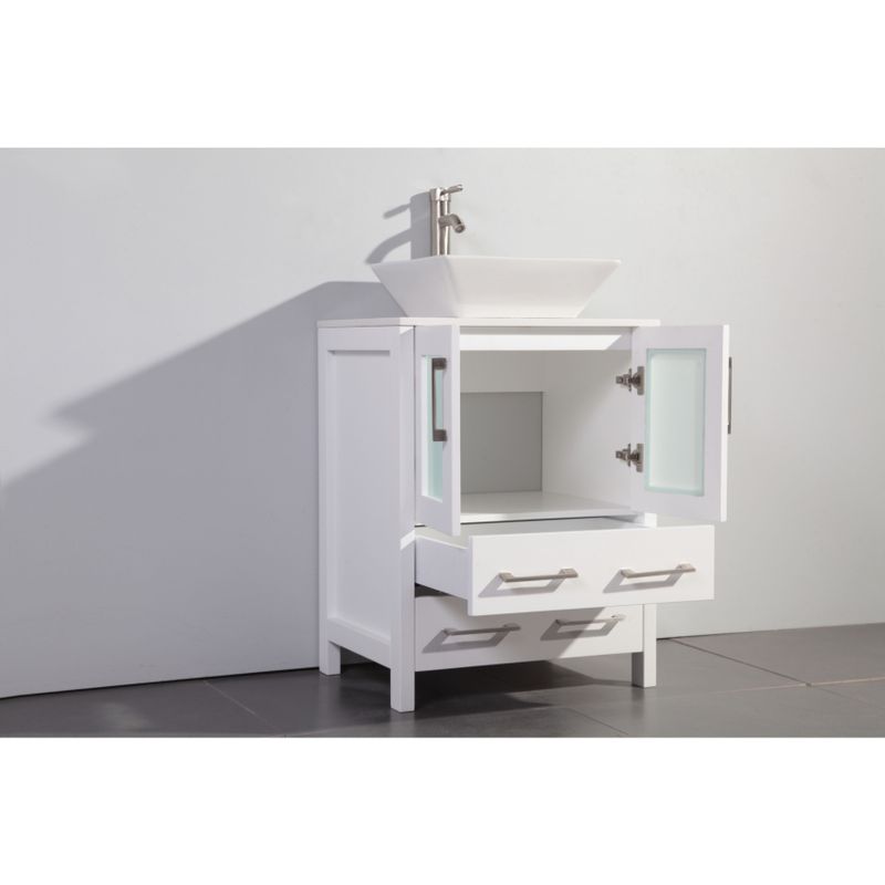 Vanity Art 24-inch Single Sink Bathroom Vanity Set With Ceramic Top - White