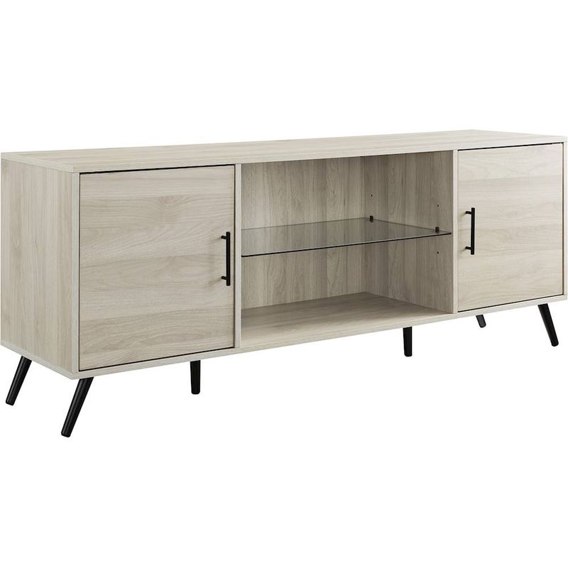 Angle Zoom. Walker Edison - Mid Century Modern TV Stand Cabinet for Most TVs Up to 65" - Birch