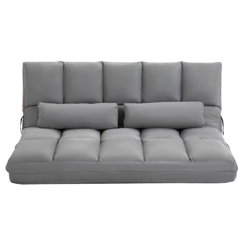 HOMCOM Convertible 7 Adjustable Positions Folding Couch Bed - Light Grey