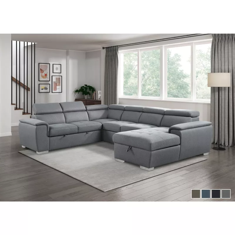 McCoy Sectional Sofa with Pull-Out Bed - Blue