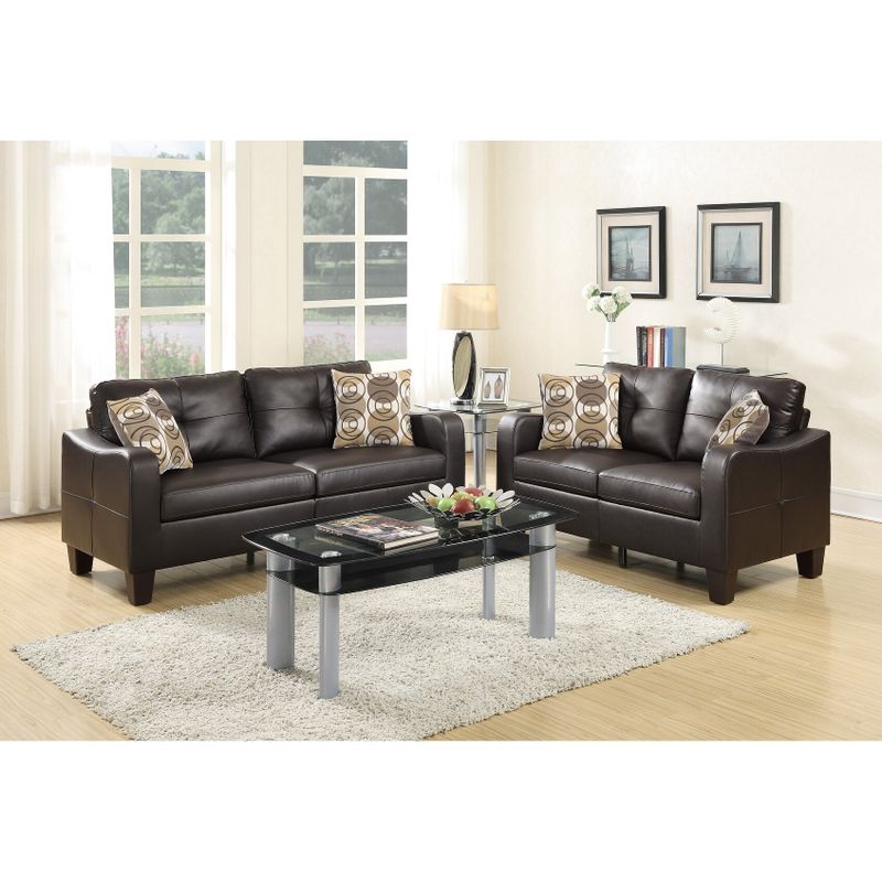 2 Piece Sofa Set with Accent Pillows - Chocolate