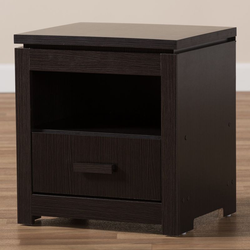 Contemporary Wenge Brown 1-Drawer Nightstand by Baxton Studio