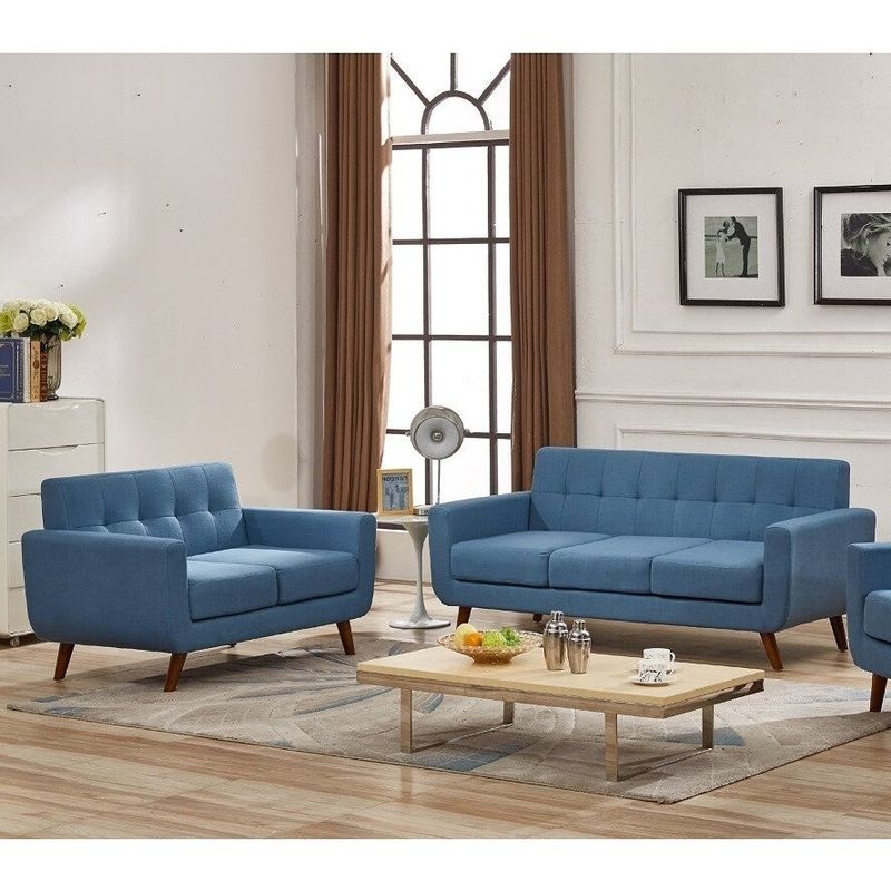 Grace Rainbeau Tufted Upholstered Living Room Sofa and Loveseat (Set of 2) - Taupe