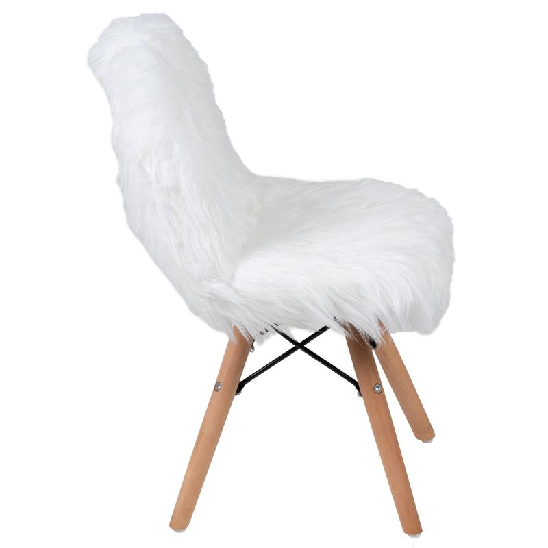 Kids Shaggy Dog Accent Chair - Desk Chair - Playroom Chair - White