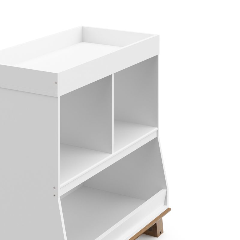 Storkcraft Modern Changing Table with Storage and Removable Topper - White/Vintage Driftwood