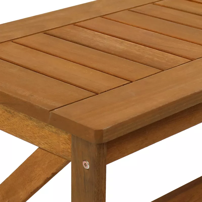 Sunnydaze Meranti Wood Outdoor Patio Coffee Table with Teak Oil Finish - 35-Inch - Brown