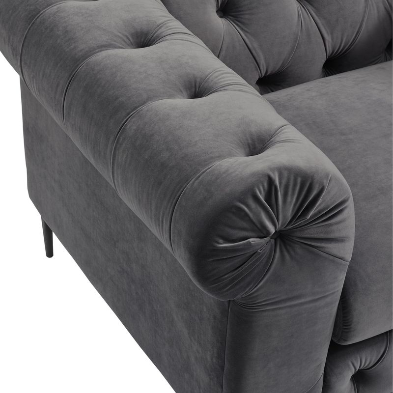 Corvus Prato Tufted Rolled Arm Chesterfield Sofa Chair - Detail 2