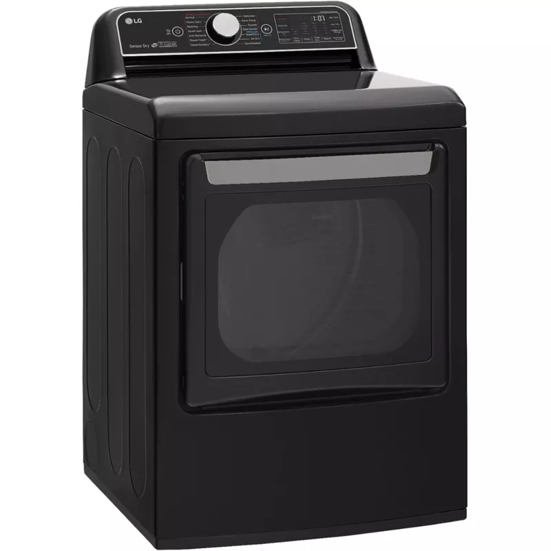 LG - 7.3 Cu. Ft. Smart Electric Dryer with Steam and Sensor Dry - Black Steel