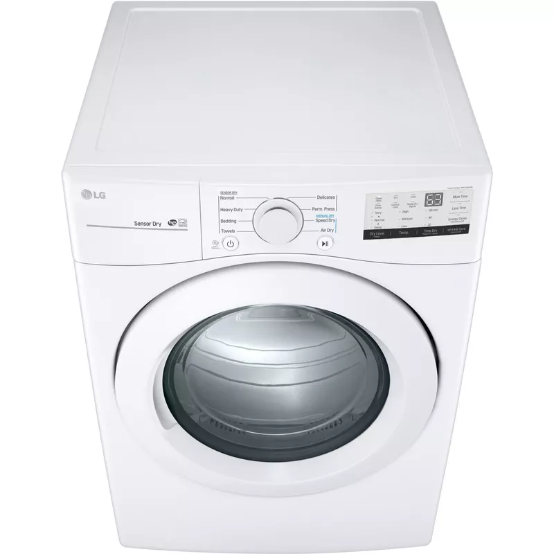 LG - 7.4 Cu. Ft. Stackable Electric Dryer with FlowSense - White