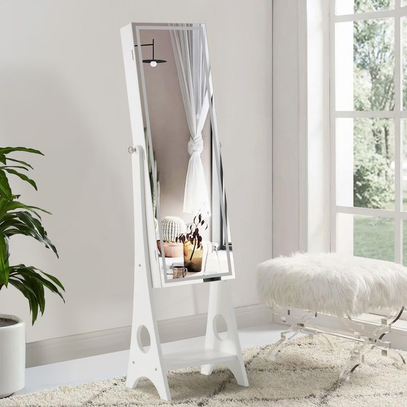 Nestfair Fashion Simple Jewelry Storage Mirror Cabinet With LED Lights - White