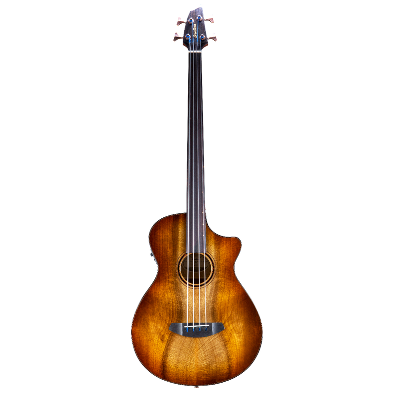 Breedlove Pursuit Exotic S Concerto CE Acoustic Electric Fretless Bass. Amber Myrtlewood