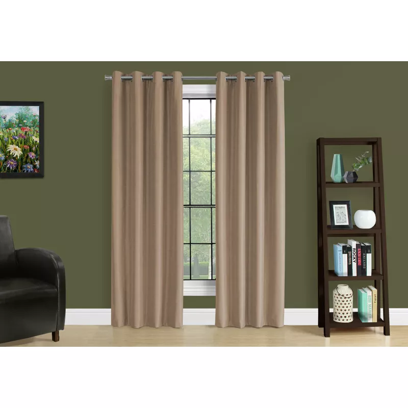 Curtain Panel/ 2pcs Set/ 54"W X 84"L/ 100% Blackout/ Grommet/ Living Room/ Bedroom/ Kitchen/ Thermal Insulation/ Polyester/ Brown/ Contemporary/ Modern