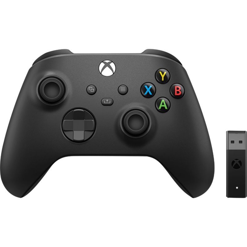 Front Zoom. Microsoft - Xbox Wireless Controller for Windows Devices, Xbox Series X, Xbox Series S, Xbox One + Wireless Adapter - Carbon Bla