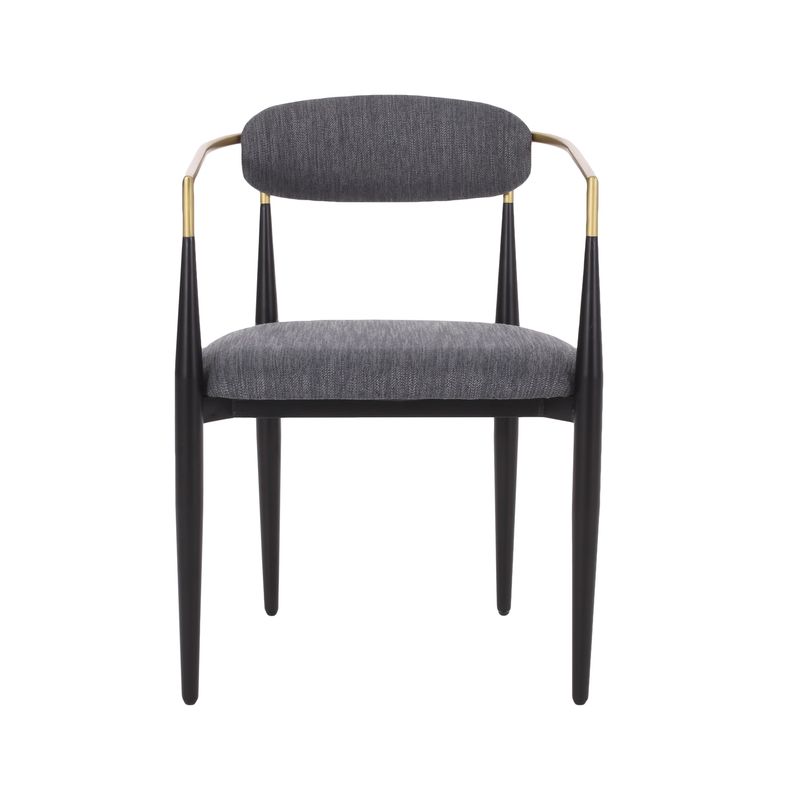 Elmore  Fabric Upholstered Iron Dining Chairs (Set of 2) by Christopher Knight Home - Beige/ Black/ Gold