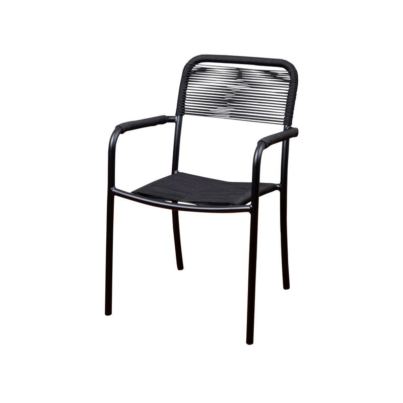 Atlantic Curry Black Aluminum Patio Dining Chairs (Set of 4) - Black color