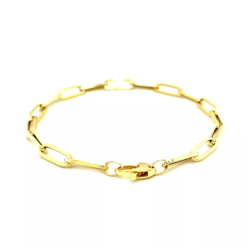 14K Yellow Gold Bold Paperclip Chain Bracelet (7.5 Inch)